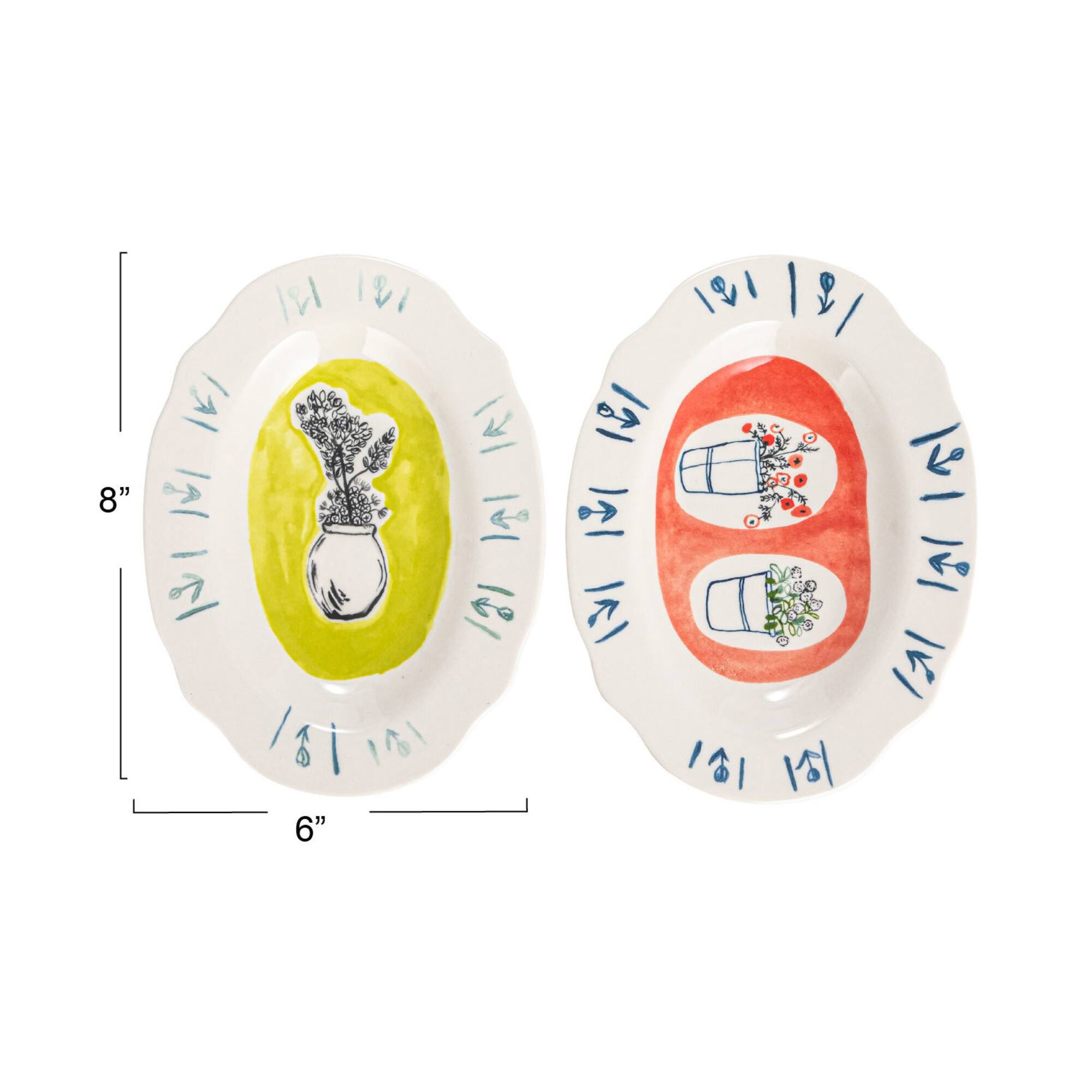 Hello Honey® 8" Flower Styles Stoneware Platter Set